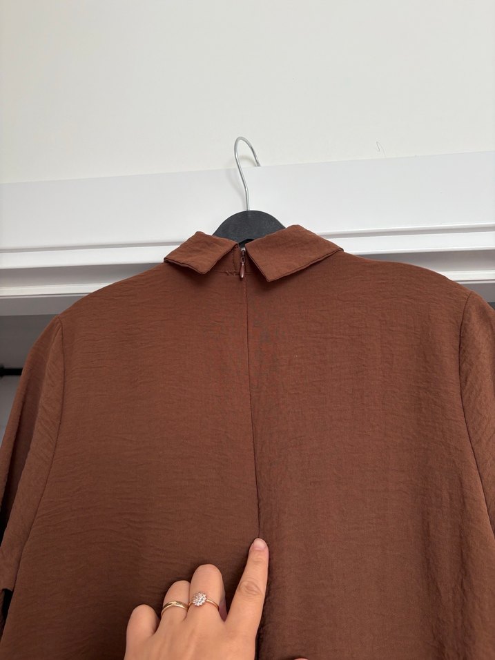 Bej Uzun Kollu Keten Tunik - Görsel 2