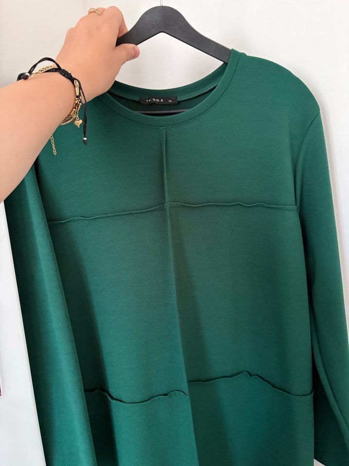 Yeşil Uzun Pilili Kadın Elbise - Görsel 3