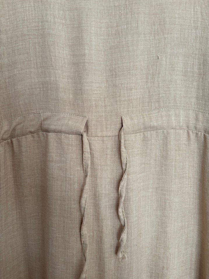 Bej Bohem Uzun Keten Elbise - Görsel 3