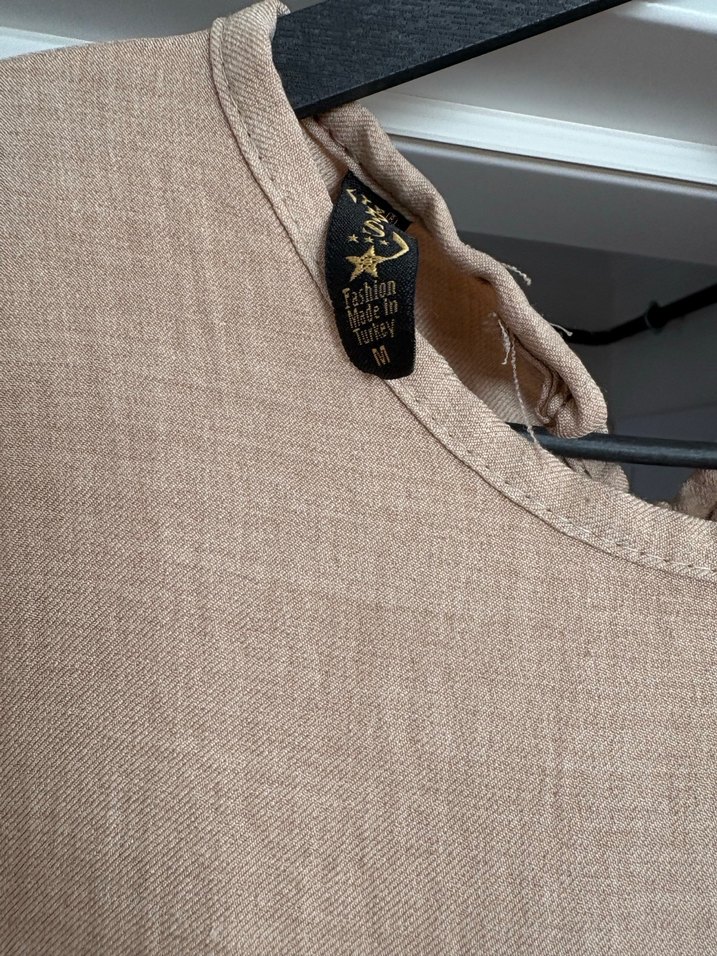 Bej Bohem Uzun Keten Elbise - Görsel 2