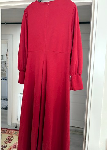 Kırmızı Uzun Kollu Uzun Elbise - Görsel 5
