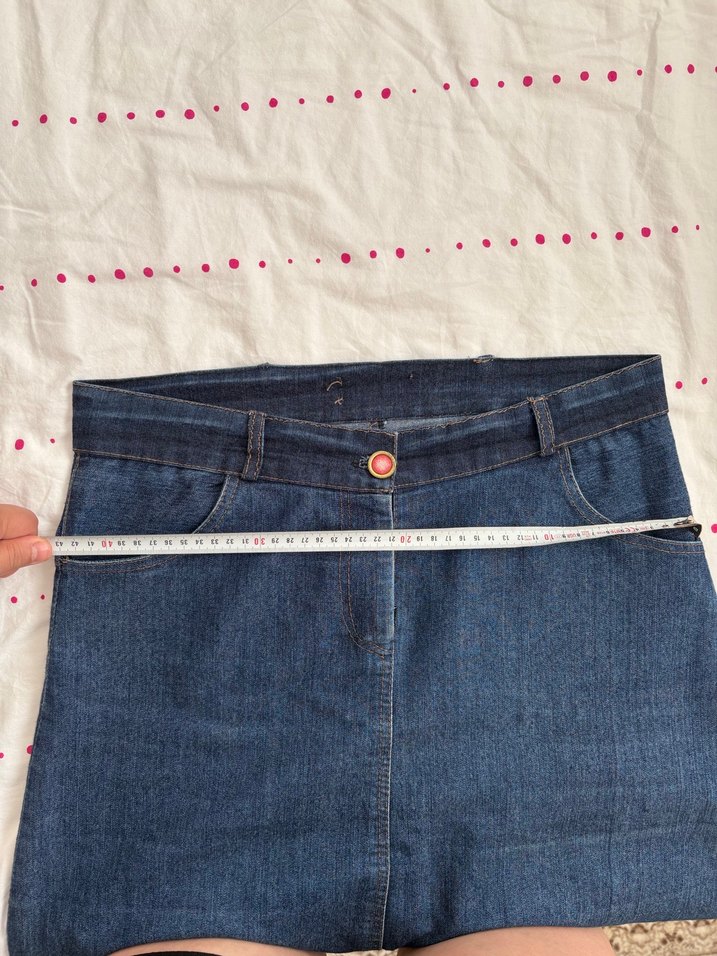 Drapeli Uzun Mavi Denim Etek - Görsel 2