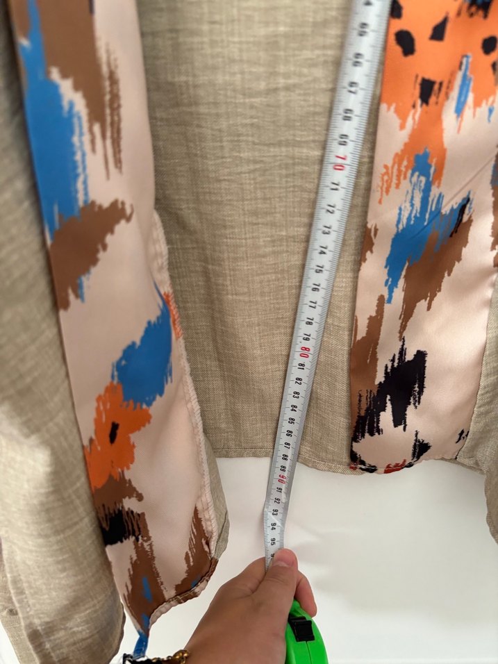 Bej Baskılı Uzun Bohem Kadın Kimono - Görsel 3