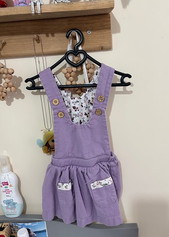 Düğmeli Mor Kız Çocuk Bohem Elbise - Görsel 2