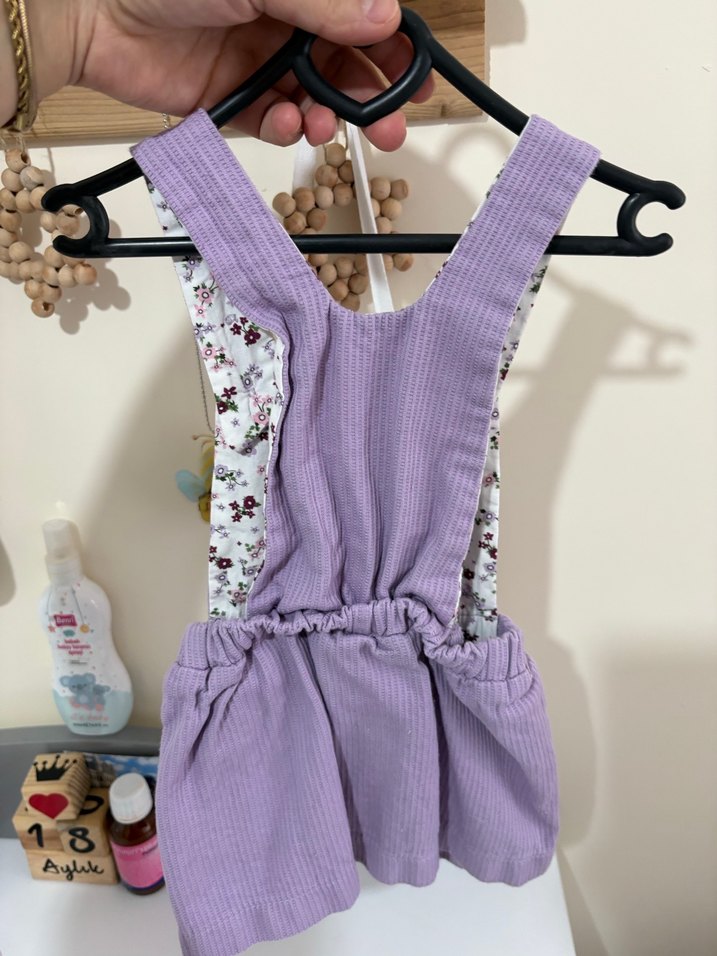 Düğmeli Mor Kız Çocuk Bohem Elbise - Görsel 5