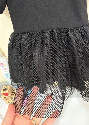 Kız Çocuk Siyah Kısa Kollu tüllü Elbise - Görsel 2