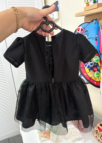 Kız Çocuk Siyah Kısa Kollu tüllü Elbise - Görsel 3