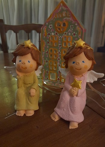 Pembe ve Sarı Melek Biblo Seti - Görsel 2