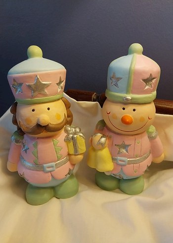 Pastel Pembe Figürinler - Asker ve Kardan Adam - Görsel 2