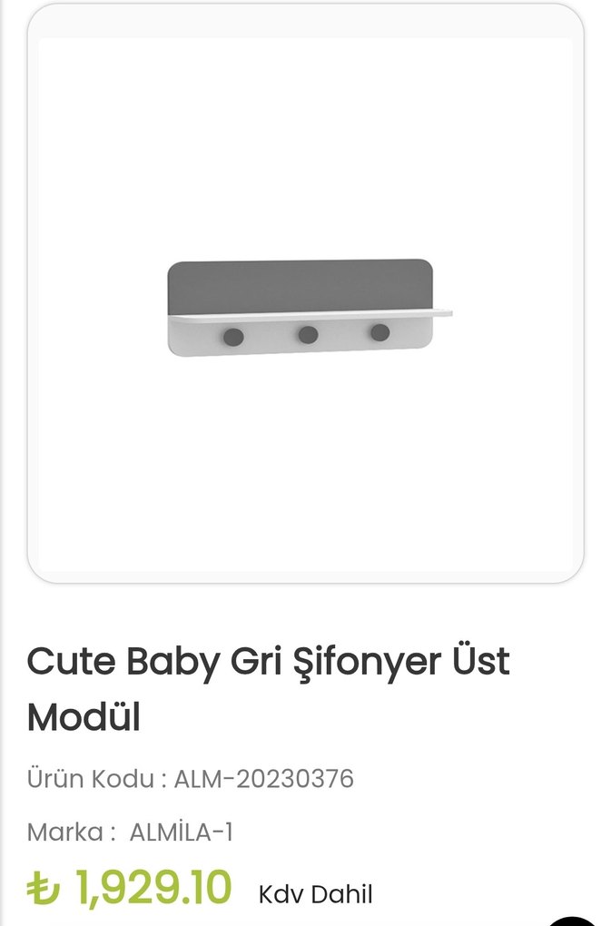 ALMİLA Cute Baby Gri Çocuk Şifonyeri ve üst modül raf - Görsel 4