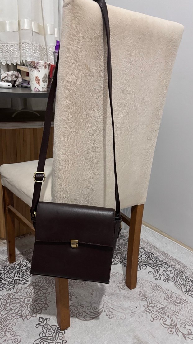 Kahverengi Deri Tokalı Kadın Çanta - Görsel 2