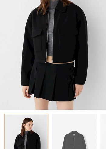 Fermuarlı Siyah Kadın Crop Ceket - Görsel 3