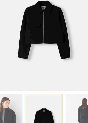 Fermuarlı Siyah Kadın Crop Ceket - Görsel 2