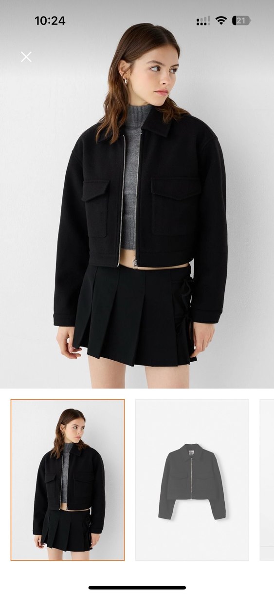 Fermuarlı Siyah Kadın Crop Ceket - Görsel 3