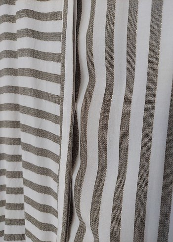 Çizgili Bej Uzun Kollu Kadın Gömlek - Görsel 8