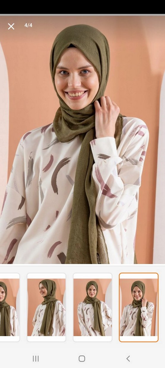 Kadın Bohem Keten Şal - Haki Renk - Görsel 5