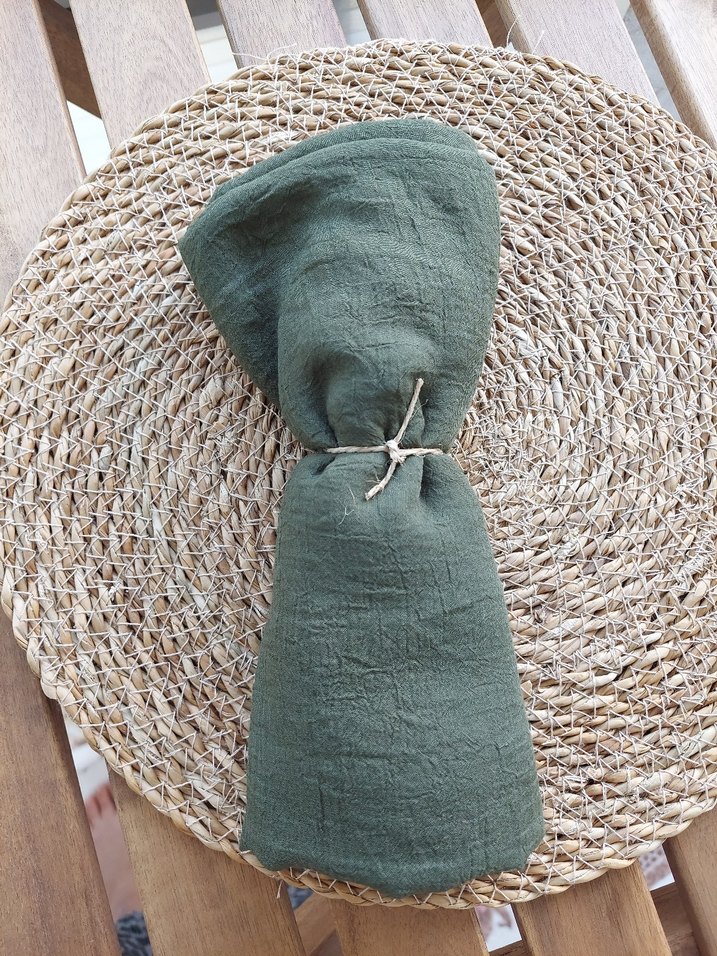 Kadın Bohem Keten Şal - Haki Renk - Görsel 3