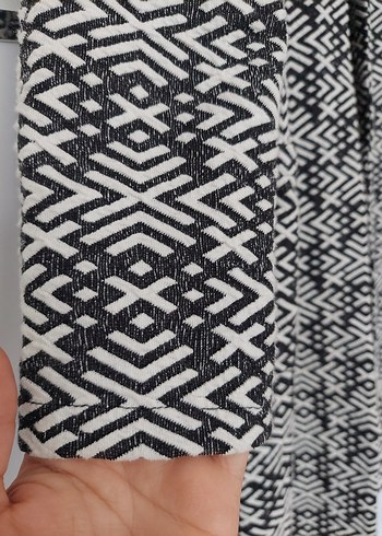 Örgü Detaylı Uzun Gri Desenli Kadın Kabı - Görsel 6