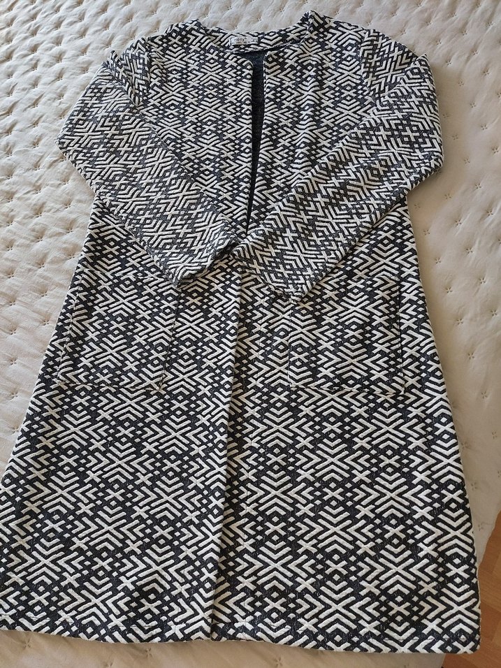 Örgü Detaylı Uzun Gri Desenli Kadın Kabı - Görsel 3