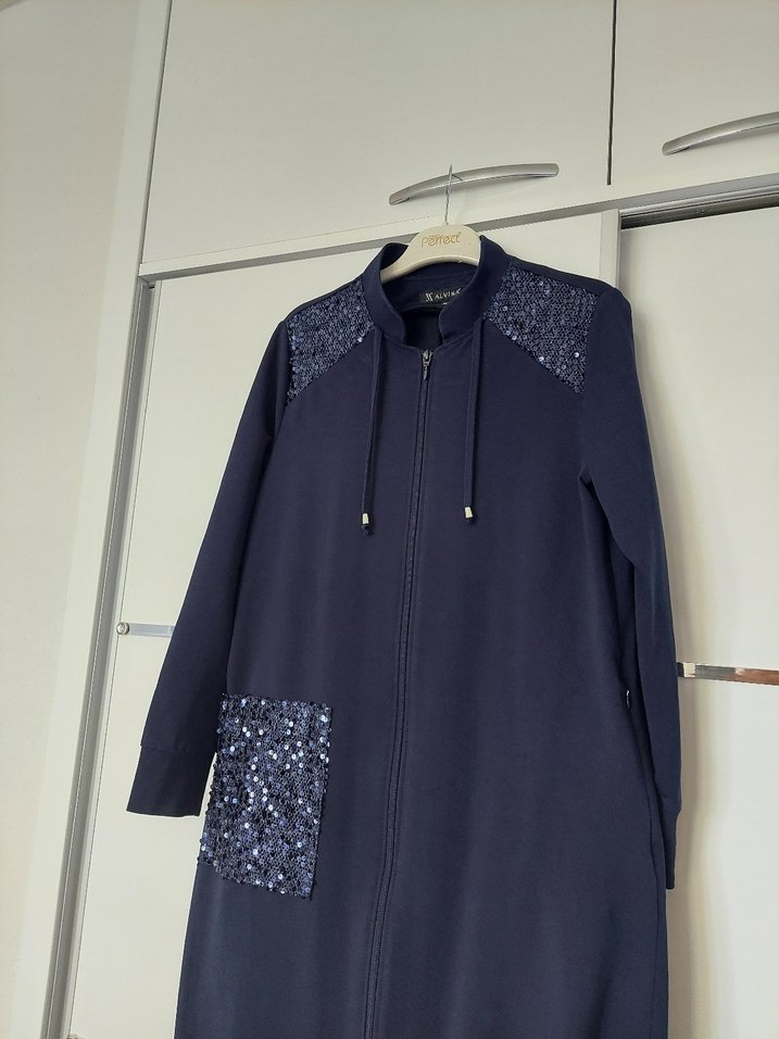 Lacivert Fermuarlı, Uzun kap iki iplik - Görsel 4