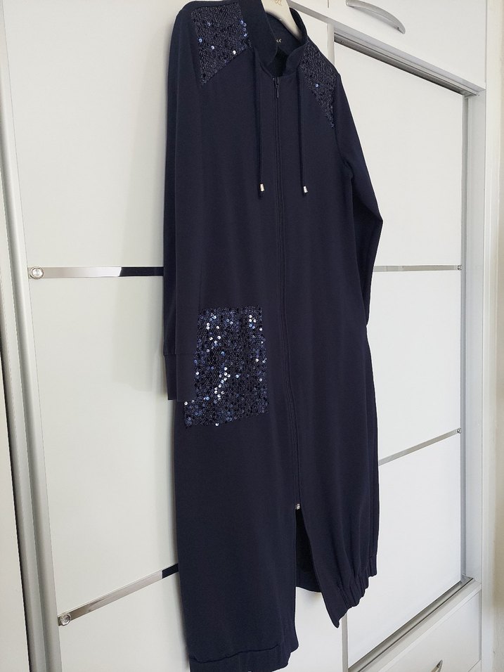 Lacivert Fermuarlı, Uzun kap iki iplik - Görsel 5