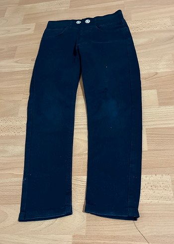 Düğmeli Erkek Çocuk Koyu Mavi Kot Pantolon