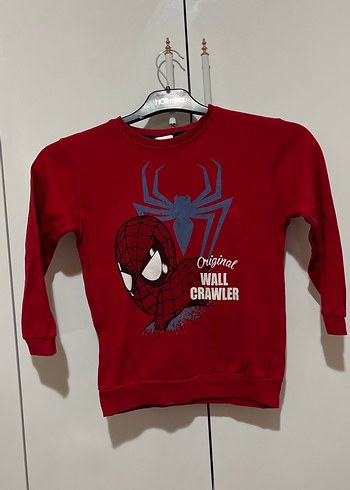 Kırmızı Örümcek Adam Baskılı Erkek Sweatshirt