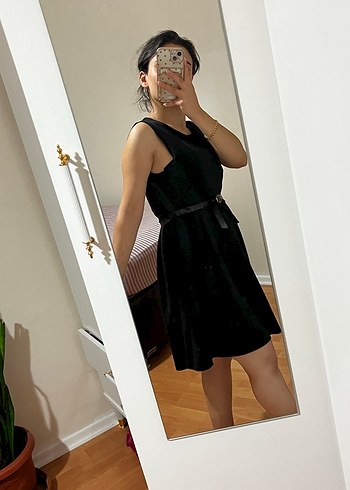 Siyah Kemerli Midi Kadın Mezuniyet Elbisesi - Görsel 2