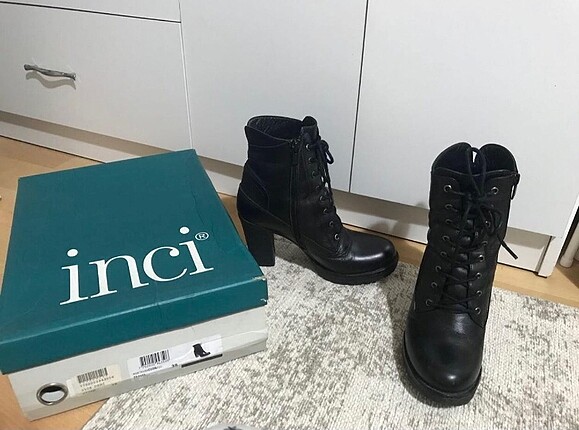 inci İnci hakiki deri kalın topuk bot