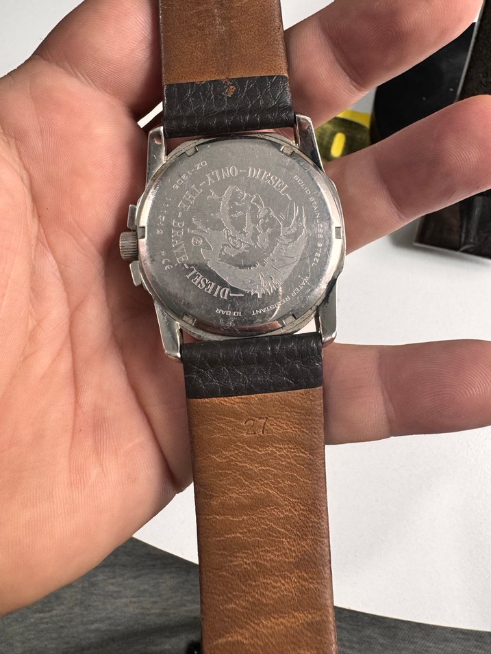 Orjinal Diesel Erkek Kahverengi Deri Biker Saat - Görsel 4