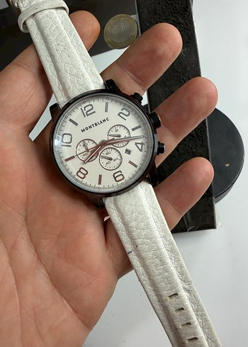 Mont Blanc Montblanc Beyaz Deri Analog Saat