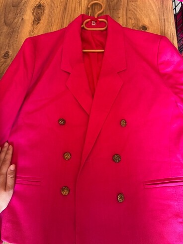 C&A C&A marka fuşya keten blazer