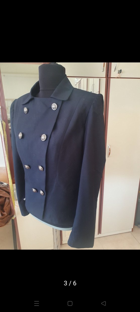 Düğmeli Lacivert Kadın  Blazer ceket - Görsel 2