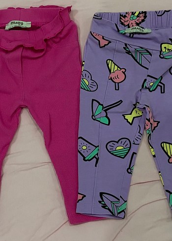 Mor ve Desenli Kız Çocuk Tayt Seti - Görsel 2