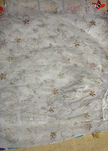 Parlak Beyaz Nakışlı Bohem Perde - Görsel 2