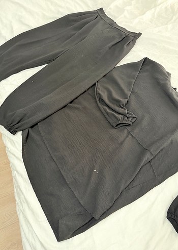 Gri Siyah Keten Salaş Kadın Pantolon