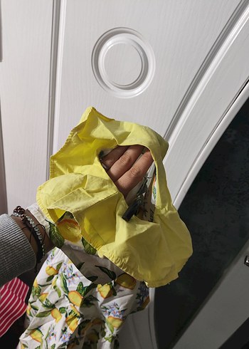 Kız Çocuk Sarı Desenli Fırfırlı Elbise - Görsel 2