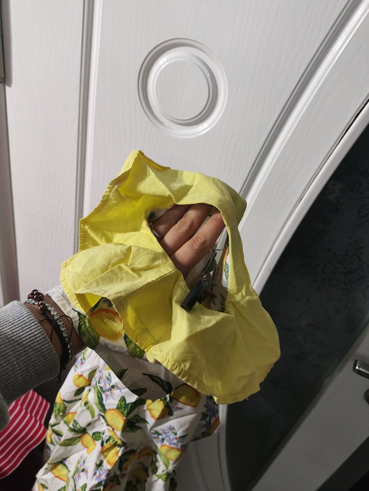 Kız Çocuk Sarı Desenli Fırfırlı Elbise - Görsel 2