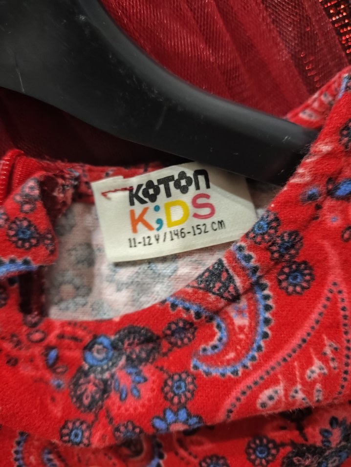 Kırmızı bohem tarzı kız çocuk elbise - Görsel 2