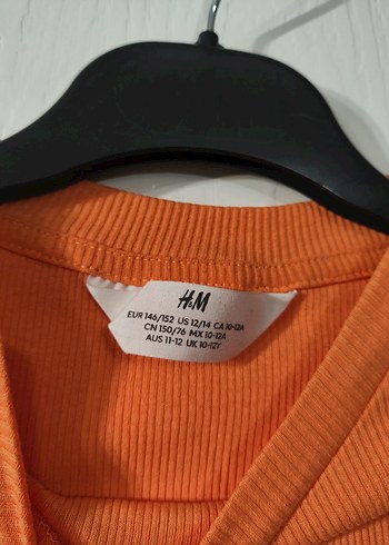 Kız Çocuk Turuncu Uzun Kollu Sade Tişört - Görsel 3