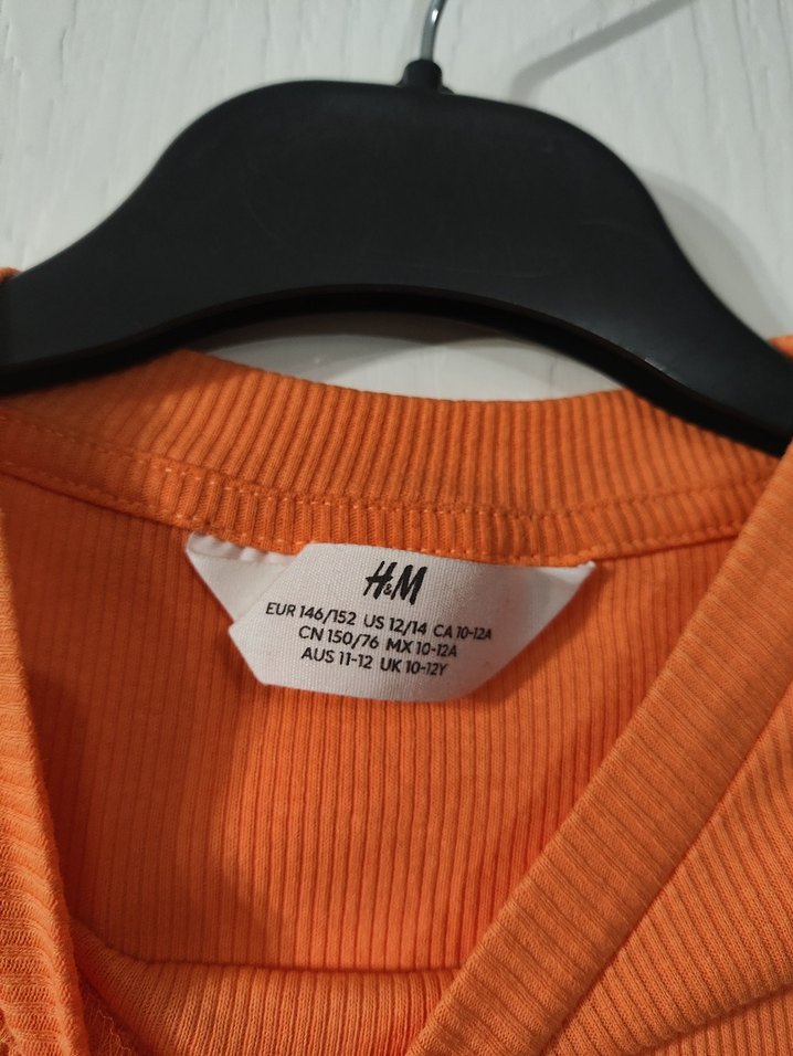 Kız Çocuk Turuncu Uzun Kollu Sade Tişört - Görsel 3