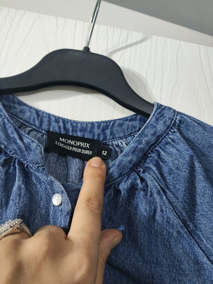 Kızlar için Kemerli Kısa Kollu Denim Tulum - Görsel 3