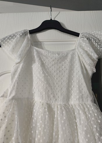 Beyaz Kız Çocuk Fırfırlı Modern Klasik Elbise - Görsel 2