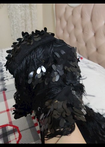 Püsküllü Siyah Uzun Kollu Gotik Elbise - Görsel 3