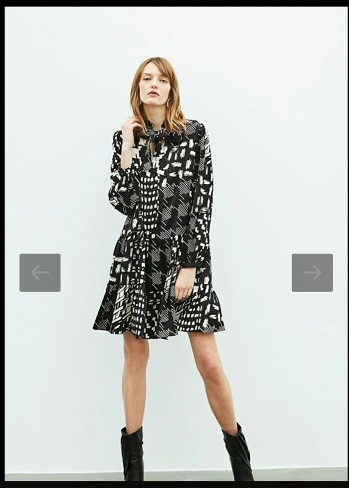 İpekyol siyah beyaz elbise - Görsel 4