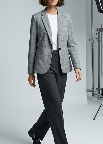 Zara Gri Ekose Blazer Ceket