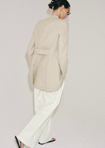 Zara Bej Minimalist Uzun Ceket