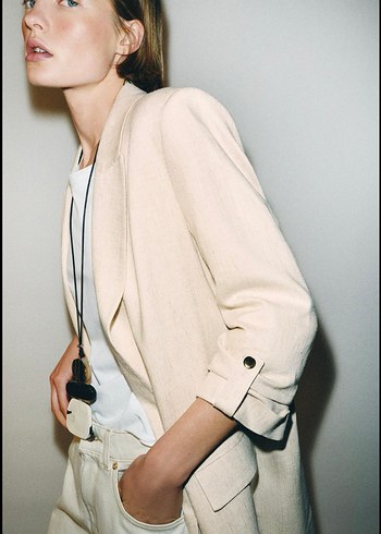 Zara Ekru Minimal Blazer Ceket