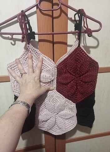 m Beden ten rengi Renk El yapımı Crop Bluz 