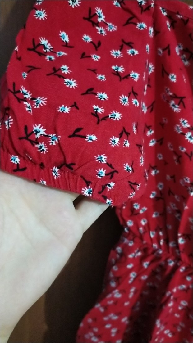 Bordo V Yaka Bohem Rahat Elbise - Görsel 3